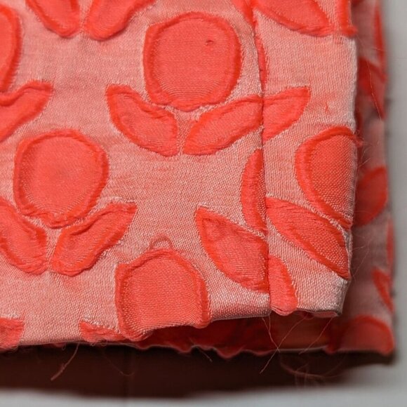 Milly Dress Floral Cloque Bernadene Mini Textured Embroidered Neon Melon Coral P - Picture 12 of 12